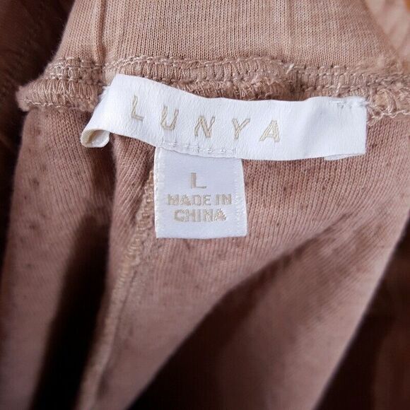 LUNYA Womens Pants Large Tan Pull On RESTORE DOUBLE FACED Lounge Jogger $198 - Picture 3 of 9